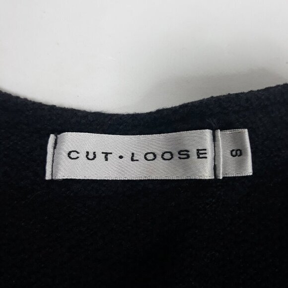 Cut Loose Cardigan Black Velvet Trim Tectured S Office Dark Romantic Lagenlook - Picture 6 of 8